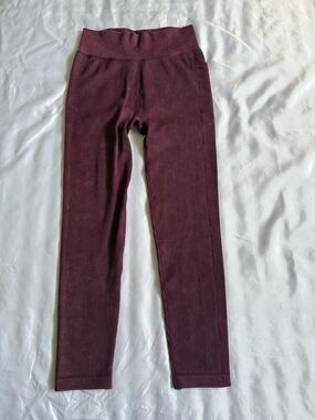 Calvin Klein Girls Ribbed Leggings in Burgundy M
